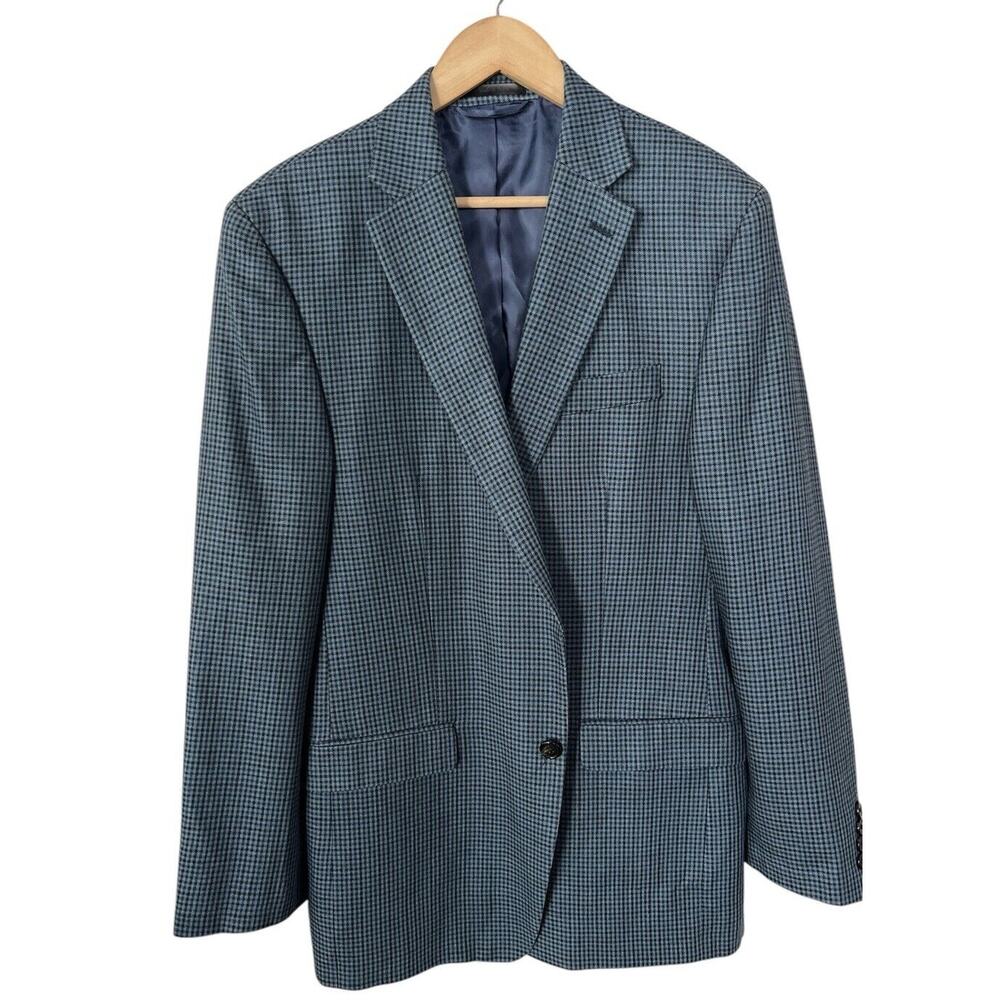 Lauren Ralph Lauren Blue Check Wool Silk Blend Sport Coat Blazer 40L